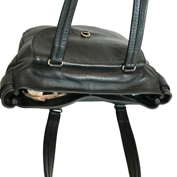 See By Chloe Shoulder Bag Black Leather Front Pocket Dual Handles - Picture 4 of 11